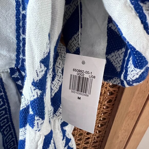 Flutter-Sleeve V-Neck Jacquard Mini Swing Dress - Tanzanite - Picture 8 of 8